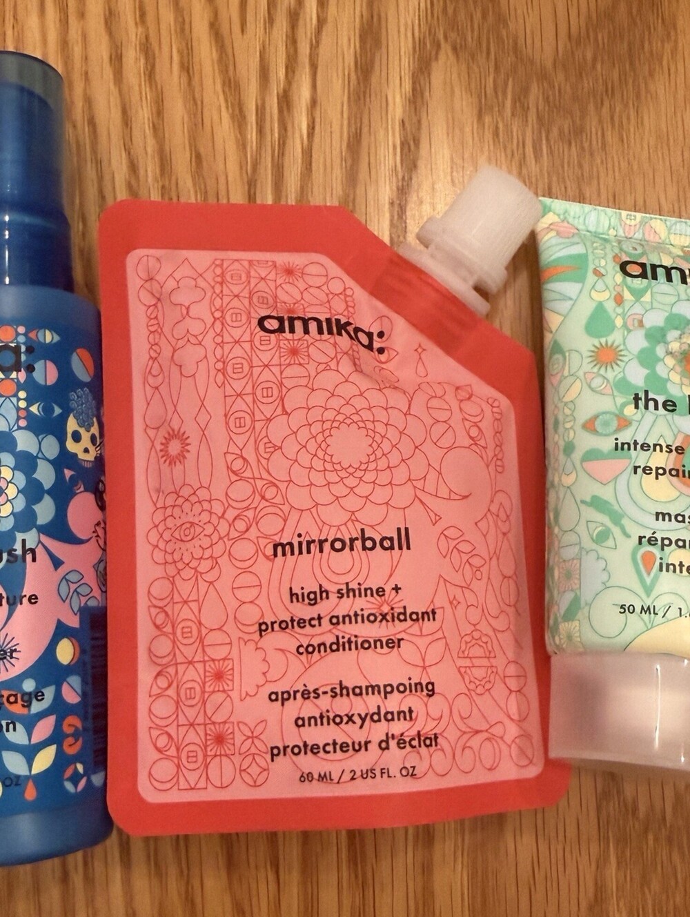 Amika Hair Care Lot Hydro Rush Leave In The Kure Repair Mask Mirrorball Set New